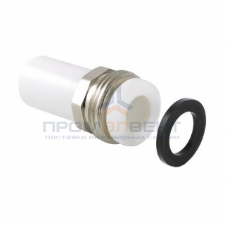 Штуцер с наружной резьбой под накидную гайку VALTEC VTp.721 - 25 x 1" (для полипроп.труб, белый)